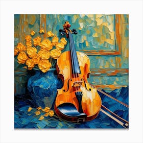 Violin And Flowers 2 Canvas Print