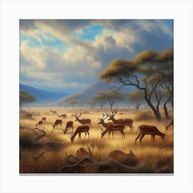 Deer In The Savannah Canvas Print