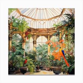 Parrots In The Conservatory 1 Canvas Print