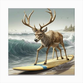 Deer Surfboard 1 Canvas Print