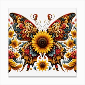 Russian Ornate Sunflower Butterfly Canvas Print