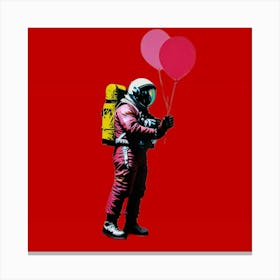 Astronaut Holding Balloons Canvas Print