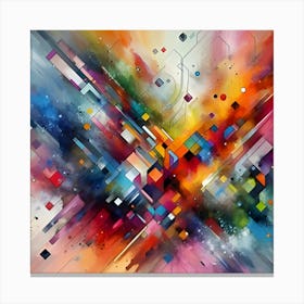 Colorful Splashes Of Paint, Geometric, Abstract Art (3) Canvas Print