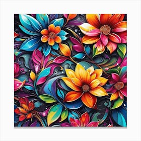 Colorful Floral Painting Canvas Print