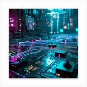 Cyber Interface With Intricate Neural Connections Symbolizing Ai And Human Cognitive Interaction Ne (5) Canvas Print