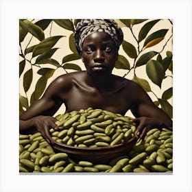 Woman With A Bowl Of Beans Canvas Print