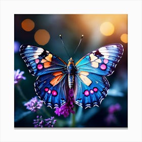 Butterfly On Flowers art print Canvas Print