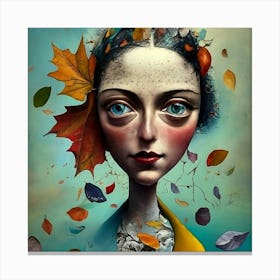 Girl With Leaves On Her Head Canvas Print