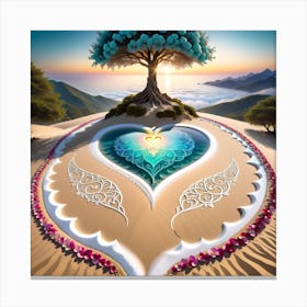 Heart Tree In The Sand Canvas Print