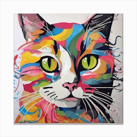 Colorful Cat Painting 3 Canvas Print