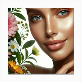 Beautiful Woman With Flowers 5 Canvas Print