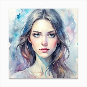 Watercolor Of A Girl 2 Canvas Print