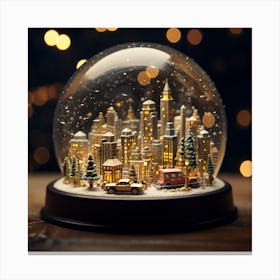 Snow Globe With City Canvas Print