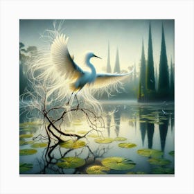 Egret In Flight Canvas Print