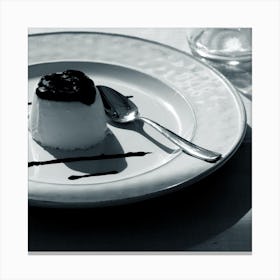 Panna Cotta Photo Black And White Monochrome Square Desert Food Italy Italian Kitchen Dining Food Canvas Print