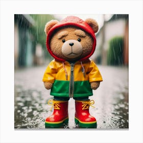 Teddy Bear In The Rain Canvas Print