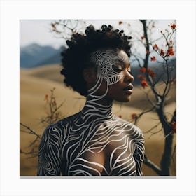 Zebra Body Painting Canvas Print