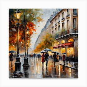Paris Street Rainy Day Painting (17) Canvas Print
