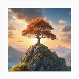 Tree On Top Of Mountain 16 Canvas Print