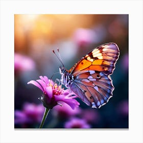 Butterfly On A Flower art print Canvas Print