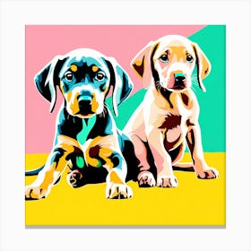 Weimaraner Pups, This Contemporary art brings POP Art and Flat Vector Art Together, Colorful Art, Animal Art, Home Decor, Kids Room Decor, Puppy Bank - 136th Canvas Print