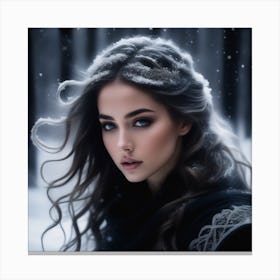 Beautiful Girl In The Snow Canvas Print