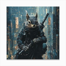 Futuristic City Ninja Squirrel Backdrop 10 Canvas Print