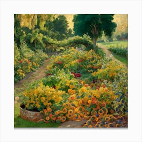 Gustav Klimt Style Farm Garden 25 Canvas Print