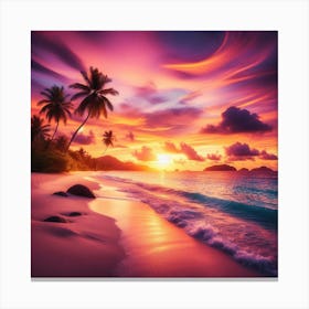 Sunset On The Beach 1 Canvas Print