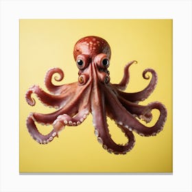 Octopus On Yellow Background Canvas Print