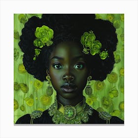 'Black Girl With Flowers' Canvas Print