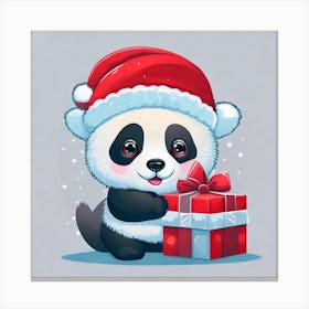 Panda Bear With Gift Canvas Print