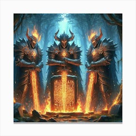 Three Dwarves In The Forest Canvas Print