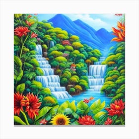 Waterfall In The Jungle 8 Canvas Print