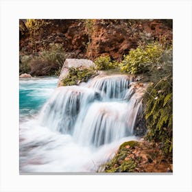 Desert Oasis Waterfall 2 Square Canvas Print