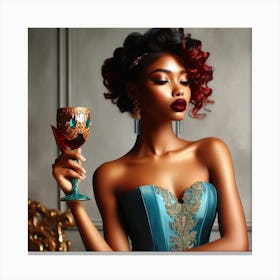 Woman Holding A Glass Of Wine 1 Canvas Print