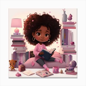 Little Black Girl Reading 2 Canvas Print