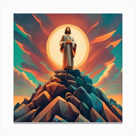 Jesus On Top Of A Mountain Canvas Print