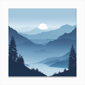 Misty mountains background in blue tone 53 Canvas Print