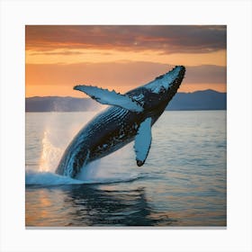 Humpback Whale Jumping Out Of The Water 14 Canvas Print