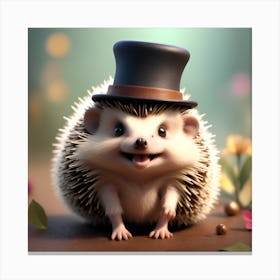 Cuddly Hedgehog with a Tiny Hat Canvas Print