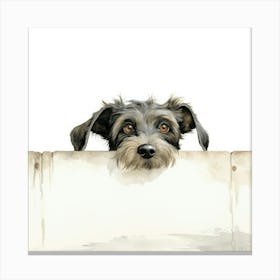 Dog Peeking Over Fence 7 Canvas Print