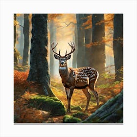 Deer In The Woods 56 Canvas Print