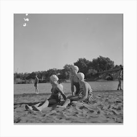 Redding, California,Young People On The Beach Of The Sacramento River By Russell Lee Canvas Print