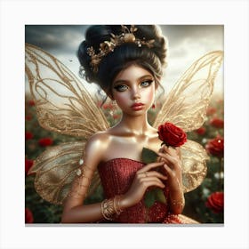 Fairy Girl With Roses Canvas Print