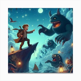 Monsters In The Night 1 Canvas Print