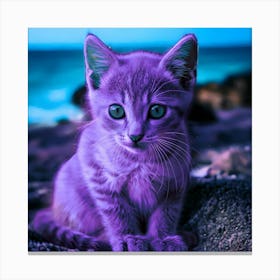 Purple Kitten With Blue Eyes Canvas Print