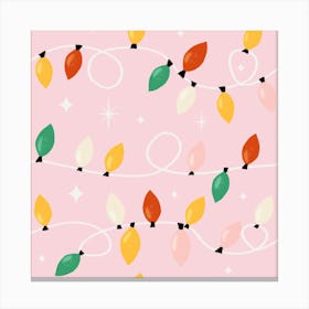 Holiday Christmas Lights Minimal Retro Bold Pink Canvas Print