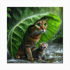 Cat In The Rain 10 Canvas Print