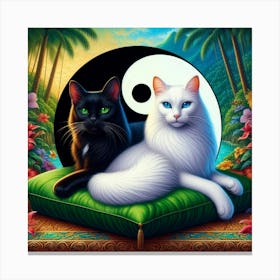 Yin Yang Cats 25 Canvas Print